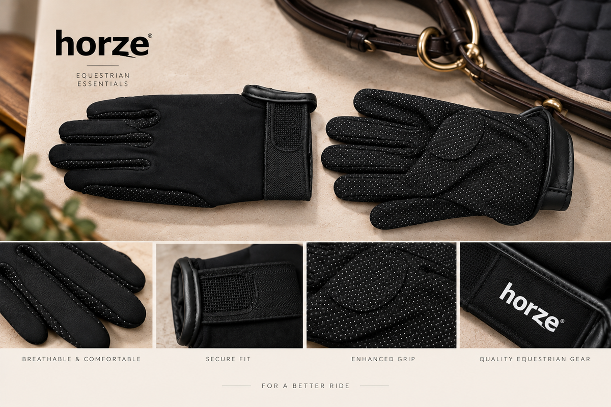 Horze Black Gloves