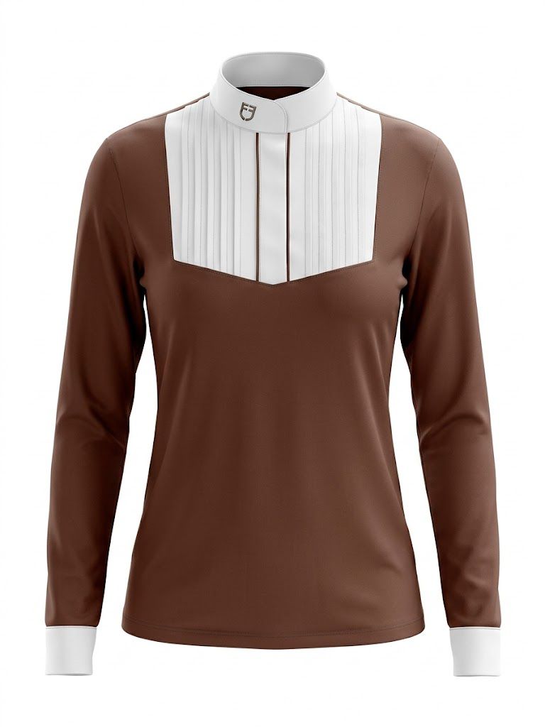 Equestro competition long sleeve brown shirt