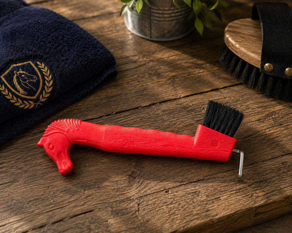 Hoof pick with brush