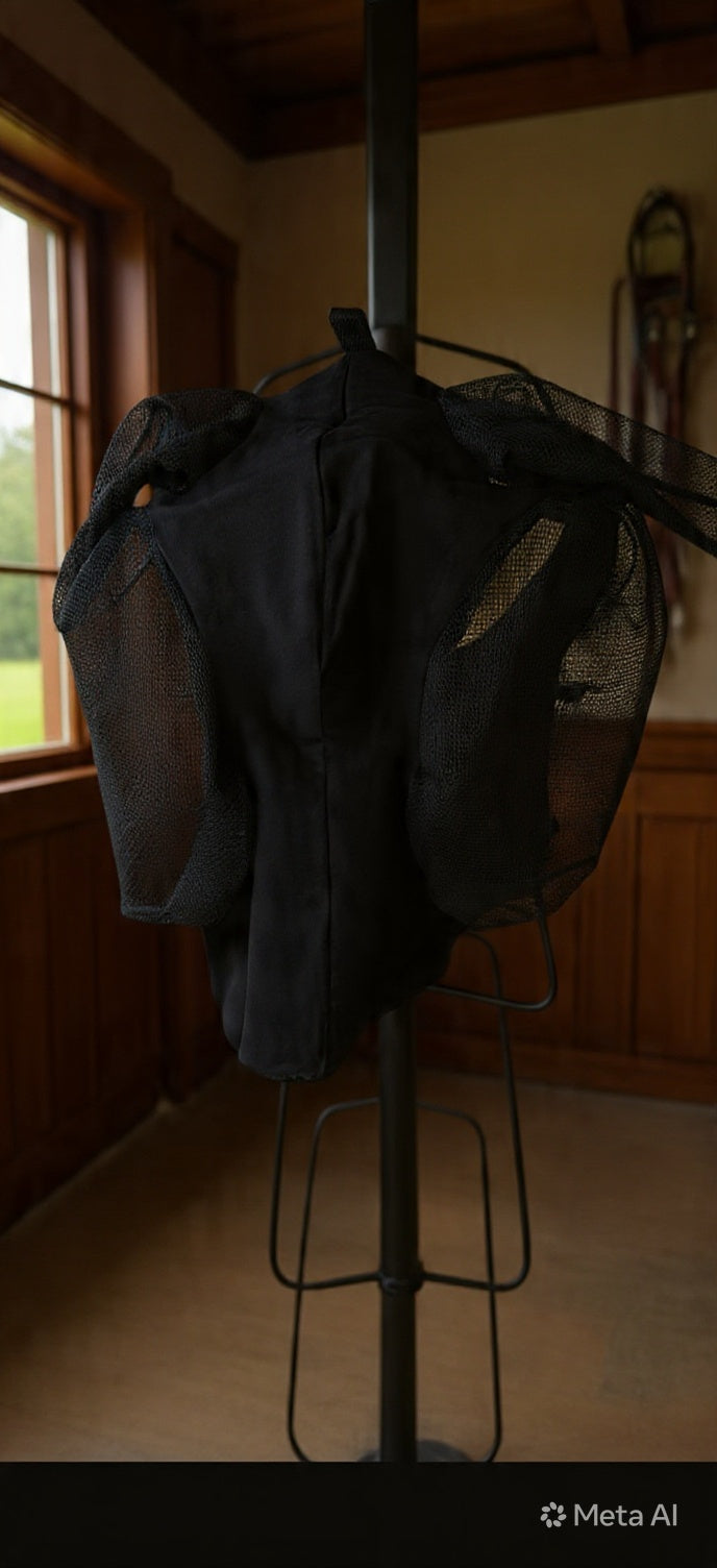 black horse fly mask with mesh ears